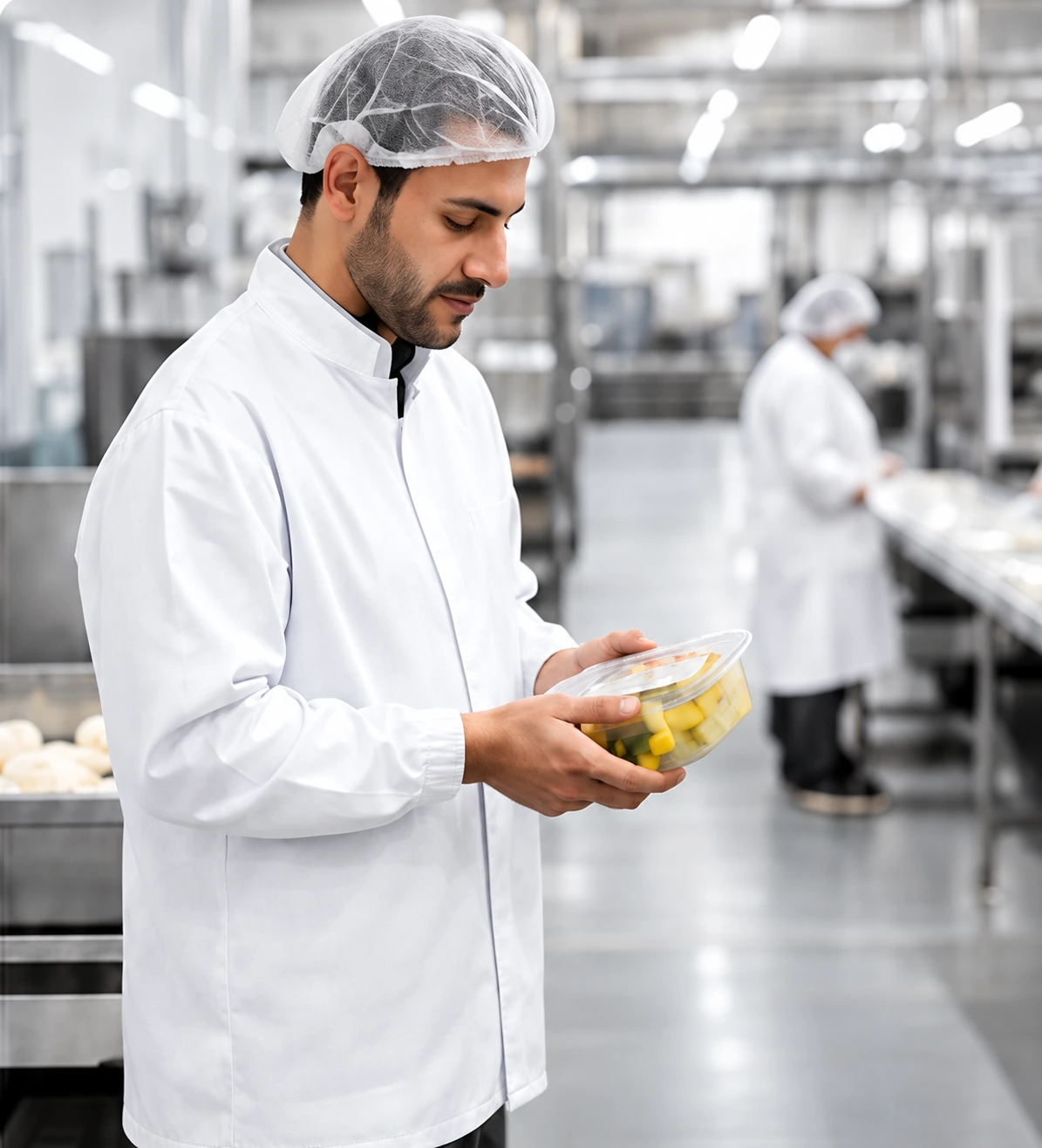 Kvalitetskontrol af fødevarer i et produktionsanlæg